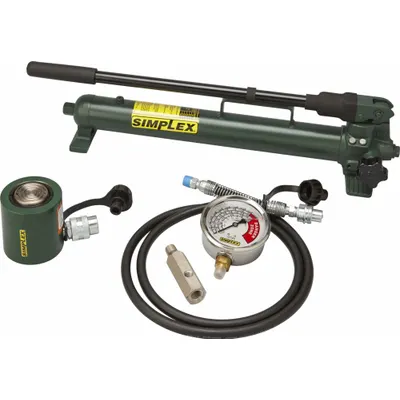 SIMPLEX Ram and Pump Set: 50 ton Cylinder Nominal Capacity, 2 3/8 in Cylinder Stroke - Low Height Ram & Pump Sets