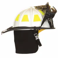 FIRE-DEX Fire Helmet: White, Fiberglass, Traditional Rear Brim, Chin Strap, Suspension (MPN 1910G251)