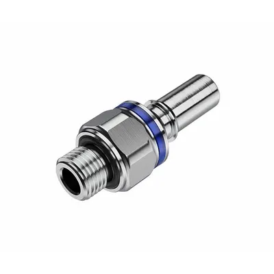 CPC Quick Connection Coupling: Straight, 1/4 in Pipe Size, Cool Blue - Chrome-Plated Brass Quick-Disconnect Tube Fittings