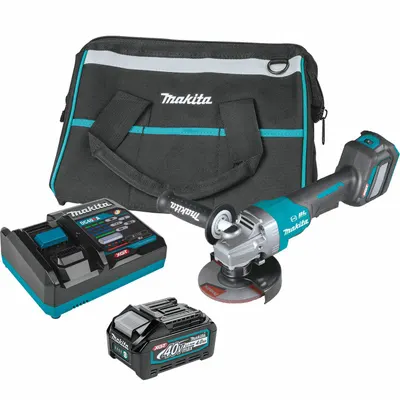 MAKITA Angle Grinder Kit: 5 in_4 1/2 in Wheel Dia, Brushless Motor, 4.0 Ah, 40V DC - Makita Cordless Angle Grinders