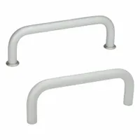 JW WINCO Pull Handle: Threaded Holes, Aluminum, Silver, 4.72 in Mounting Hole Center to Center (MPN 425-AL-8-120-EL)