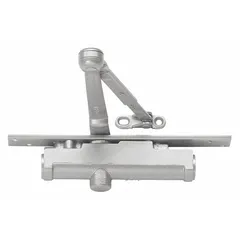 This Grade 1 heavy-duty concealed-mount door closer is constructed of aluminum and features an adjustable spring and track arm. It is designed for interior use and is ADA compliant. Typical applications include commercial doors in high-traffic areas such as offices, hospitals, and schools.