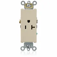 LEVITON Receptacle: Single, 5-20, Ivory, 125V AC, 20 A, 2 Pole / 3 Wire (MPN 16351-I)
