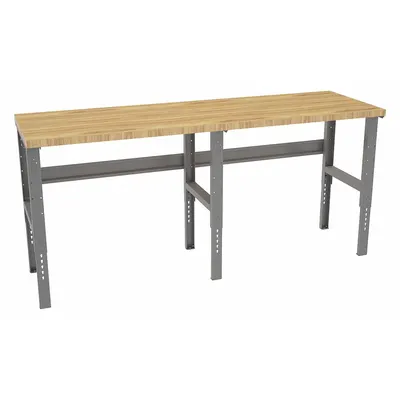 TENNSCO Workbench: Adj Ht, Butcher Block, 96 in x 30 in, 3,000 lb Overall Load Capacity - Open-Base Workstations