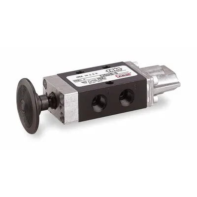 ARO Manual Air Control Valve: E, Three-Way / Two-Position, Button, Black - ARO E Series Manual Air Control Valves