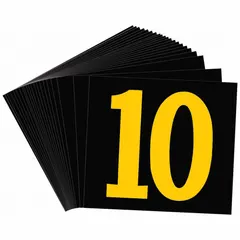 Retroreflective sheeting KVA marker displaying the character '10' in Gothic style. Character height 2 1/2 inches, width 3 1/4 inches. Used for identifying transformer or electrical equipment ratings in industrial and utility settings.