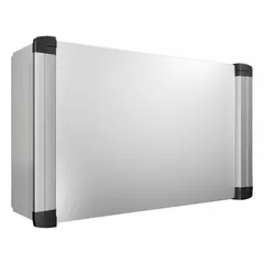This RITTAL HMI enclosure is designed to house human-machine interface components in industrial automation environments. It features a 130 mm support arm connection for flexible mounting and is rated Type 1/12. Overall dimensions are 19.7 in width, 19.7 in height, and 8.3 in depth.