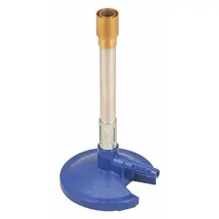 This LP-fueled Bunsen burner features a flame stabilizer design for consistent flame control. With a maximum output of 3,200 BTU and minimum of 2,000 BTU, it is suited for laboratory heating, sterilization, and small-scale combustion tasks requiring precise flame adjustment.