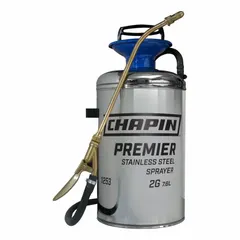 This CHAPIN handheld sprayer features a 2-gallon stainless steel tank and operates at 60 psi, delivering a maximum spray distance of 25 feet. Designed for fertilizer application, it is suitable for spot treatment in lawn, garden, and agricultural settings.