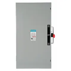 Non-fusible safety switch rated 200 A, three-phase, 600V AC. Housed in a galvanized steel enclosure for indoor use. Provides a visible disconnect means for isolating electrical circuits during maintenance or emergency shutdown in industrial and commercial applications.