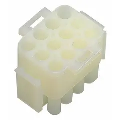 Universal plug for HVACR controls, switches, and thermostats. Used to connect wiring in heating, ventilation, air conditioning, and refrigeration systems. Suitable for commercial and industrial equipment requiring a standardized plug connection.