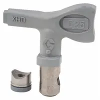 This GRACO airless spray gun tip delivers a 0.025 in spray pattern for applying paints, lacquers, and other coatings. Designed for use with XHF series spray guns and compatible with model XHD001, it is suited for industrial finishing, maintenance, and contractor applications