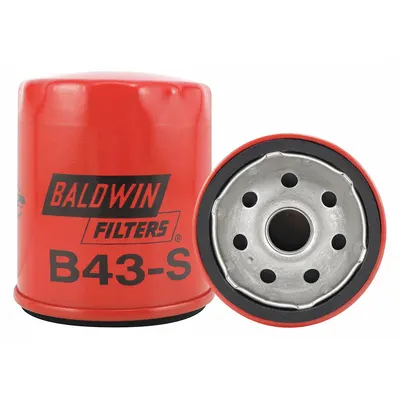 BALDWIN FILTERS Oil Filter: B43-S, M18-1.50 Thread Size, 3 1/2 in Overall Ht - Spin-On Oil Filters