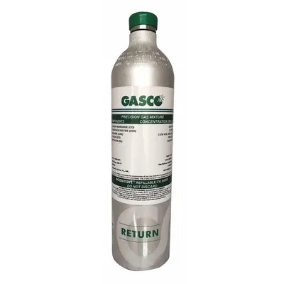 GASCO Calibration Gas: Air, +/-5% Accuracy, C5H12/CO/H2S, Calibration Gas - Calibration Gases for Portable Gas Detectors