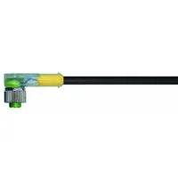 Cordset: M12 Female Right Angle X Bare Wire, 5 Pins, Black, PUR, 3 m Cable Lg, 4 A Max Current (A) (MPN 7000-12441-6350300)