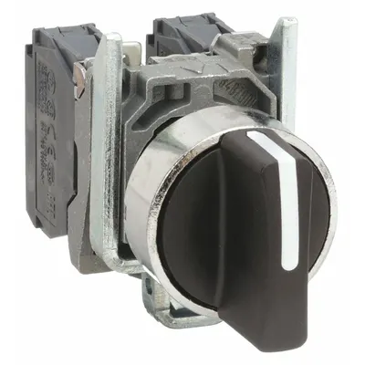 SCHNEIDER Selector Switch: 22 mm Panel Mounting Size, 3 Positions, Short Lever, 2NO - Selector Switches