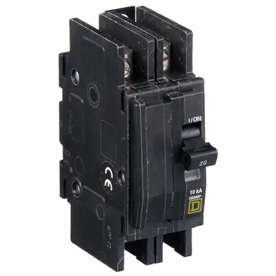 SQUARE D Miniature Circuit Breaker: 20 A, 120/240V AC, Single Phase, 10kA at 120/240V AC - QOU Series, Unit-Mount Square D Miniature Circuit Breakers