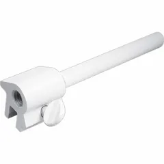 This PRIME-LINE sliding window lock is a clamp lock with bar designed for use with sliding doors. It mounts on the sash and includes a handle for easy operation. The lock is non-handed, painted white, and has an overall length of 1 1/8 inches. Suitable for securing sliding doors in residential or commercial settings.