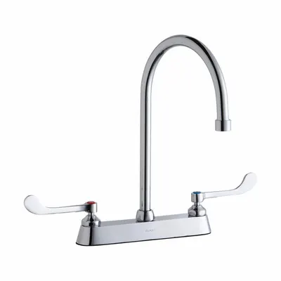 ELKAY Handle-Operated Faucet: Elkay, Brass, Centerset, Deck, 3 Mounting Holes - Centerset Kitchen Faucets