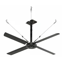HUNTER INDUSTRIAL Ceiling Fan: 28,484 cfm Airflow, 8 ft Blade Dia, Variable Speeds, 480V AC, Silver (MPN E08-43P-IP-SM)