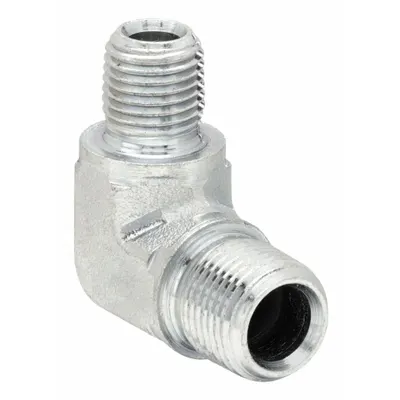 PARKER Metal Pipe Elbow: 90° Elbow, Steel, 3/8 in x 1/4 in - Hydraulic Threaded Extreme-Pressure Pipe Fittings