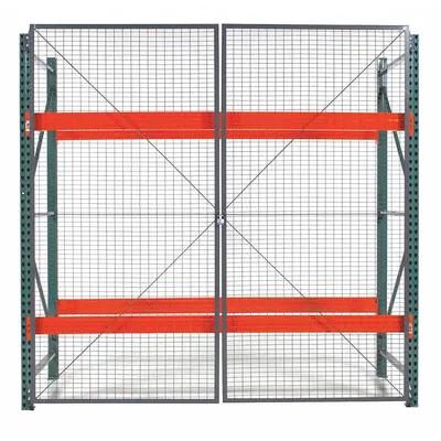 WIRECRAFTERS Door Kit: 1 Bays, 120 in x 1 1/4 in x 120 in, 10 ga, Steel, Powder Coated - Wire Mesh Hinged-Door Kits for Pallet Rack Enclosures