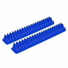 This modular wrench organizer is designed to store wrenches in tool drawers. Its magnetic base secures the rack in place, preventing tools from shifting during drawer movement. The organizer has an overall width of 2-1/4 inches and is blue. Suitable for organizing wrenches in workshop, maintenance, and repair environments.