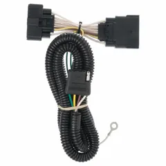 This 4-way flat electrical plug provides a weatherproof connection between a tow vehicle and trailer for lighting functions. The IP67-rated housing with dust cover protects against moisture and debris, suitable for utility trailers and light-duty towing applications.