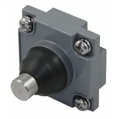 This plunger head from Dayton features a top-mounted actuator with momentary action. It is designed for use in industrial automation to detect the presence or position of moving parts, providing a single electrical signal per actuation. Suitable for applications such as conveyor systems, packaging machinery, and material handling equipment.