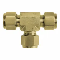 BRENNAN INDUSTRIES Compression Tee Fitting: 3/8 in OD x 3/8 in OD x 3/8 in OD Size, Brass (MPN N2603-06-06-06-B)