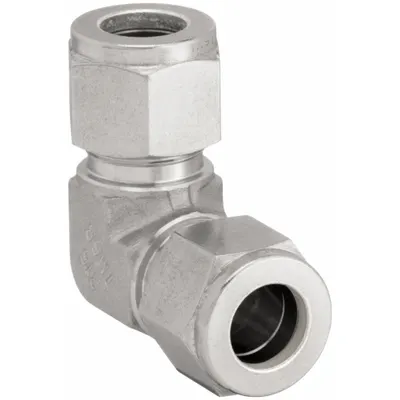 PARKER Compression Fitting Elbow: 1/2 in OD x 1/2 in OD Fitting Size - Double-Ferrule Stainless Steel Fittings