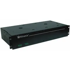 This ALTRONIX power supply board with steel enclosure converts 115V AC input to regulated 24V AC output at 3.5A. Designed for rack-mount installation, it provides reliable AC power for control panels, security systems, and other equipment requiring a stable 24V AC supply.