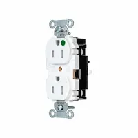 HUBBELL Receptacle: Hospital Grade, Duplex, 5-15R, White, 125V AC, 15 A, 2 Pole / 3 Wire (MPN 8200STWTR)