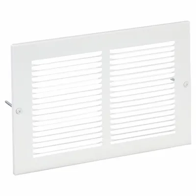 OEM Return Air Grille: Louvered Grille, White, Powder Coated, Steel, 7 3/4 in H - Surface-Mount Grilles