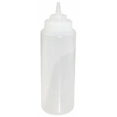 CRESTWARE Squeeze Bottle: 32 fl oz Capacity, 3 1/8 in Opening Dia, 10 1/2 in Overall Ht - Standard Squeeze Bottles