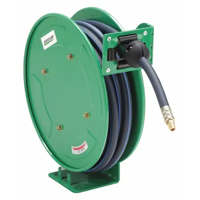 SPEEDAIRE Spring Return Hose Reel: 25 ft (3/8 in I.D.), 1/4 in MNPT, 300 psi Max Op Pressure - Standard Air or Water Spring-Return Hose Reels