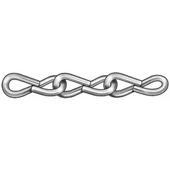 This light-duty jack utility chain is made of 304 stainless steel for corrosion resistance. It has a 16 in trade size and a working load limit of 10 lb. Suitable for lifting, pulling, or securing light loads in industrial and commercial settings.