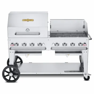 CROWN VERITY Propane Grill: Propane, 8 Burners, 129,000 BtuH Heating Capacity, 36 in Overall Ht - Wheeled Grills