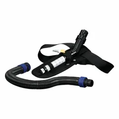 Steel valve assembly for controlling airline temperature in supplied-air respirator (SAR) systems. Includes valve only, compatible with 3M Versaflo airline breathing tubes and headgear. Connects compressed air or airline sources to breathing tubes for industrial respiratory protection applications.