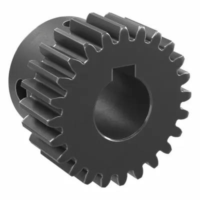 KHK GEARS Spur Gear: Module m 1, 24 Teeth, 10 mm Bore Dia, Black Oxide Coated Carbon Steel - Metric Spur Gears with Standard Hub