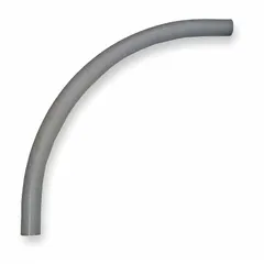 This 90-degree Schedule 40 PVC conduit elbow is used to route and protect electrical wiring around corners in conduit systems. With a 2-1/2 in trade size and 56-1/2 in overall length, it is suitable for power distribution, lighting, and control circuits in industrial and commercial settings.
