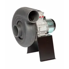 Direct-drive blower with 1 1/2 hp, 230/460V AC, 3-phase motor, totally enclosed housing, CCW rotation, and includes drive pack. Designed for hazardous locations requiring corrosion resistance, suitable for ventilation and exhaust in industrial environments.