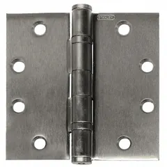 This full mortise-mount butt hinge is made of stainless steel with a 2 1/4 in leaf width. It features a ball bearing type and a removable pin. Suitable for heavy-duty door applications requiring corrosion resistance.