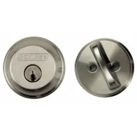 Standard cylindrical deadbolt for doors up to 1 3/8 in thick. Features a satin chromium-plated finish, conventional core cylinder with C keyway, and includes the core. ADA compliant. Not ligature-resistant and has no visual indicator. Suitable for interior or exterior doors in commercial or residential settings
