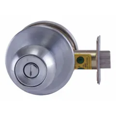 Privacy knob lockset for interior doors requiring locking, such as bathrooms or bedrooms. Features an interchangeable core for quick rekeying without removing the lockset. Chrome finish with 8K Round style. Suitable for commercial facilities needing flexible access control.