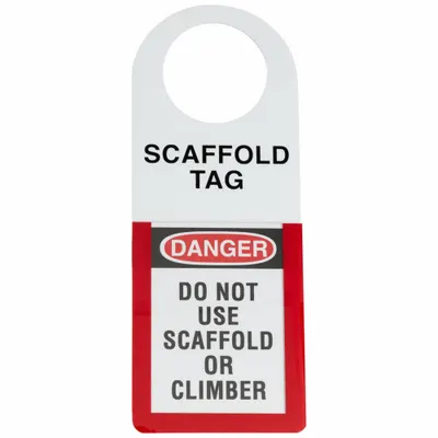 BRADY Tag: 4 1/2 in Wd, 12 in Ht, Black/Red/White, Rectangle, Plastic, Indoor/Outdoor - Safety