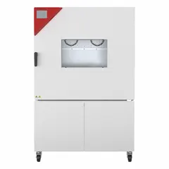 Dynamic climate chamber with 14.73 cu ft capacity, operating at 480V. Dimensions: 55 11/100 in x 43 89/100 in x 67 8/25 in. Temperature accuracy tolerance of +/-0.5 @ 40°C and temperature uniformity of +/-1.2 @ 40°C. Used for controlled temperature testing in applications such as product stability, material aging, and component reliability.
