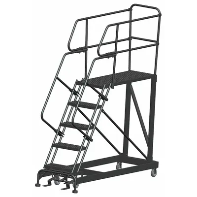 BALLYMORE Mobile Work Platform: 4.2 ft Platform Ht - Max, 24 in x 48 in, Steel - Manual-Lock Rolling Single-Access Platforms