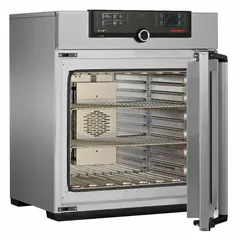 Mechanical forced-air convection oven with 3.8 cu ft capacity, 2800 W power, 115V AC, and max temperature 300°C. Temperature uniformity ±1.8°C, accuracy ±0.1°C up to 99.9°C and ±0.5°C at 100°C+. Used for drying, heating, sterilizing, and aging tests in laboratories and industrial processes requiring uniform heat distribution.