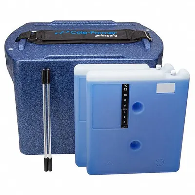 COLE-PARMER Cryogenic Storage Box: 12 5/8 in Overall Lg, 9 in Overall Wd, 11 1/4 in Overall Ht - Specimen Transport Coolers